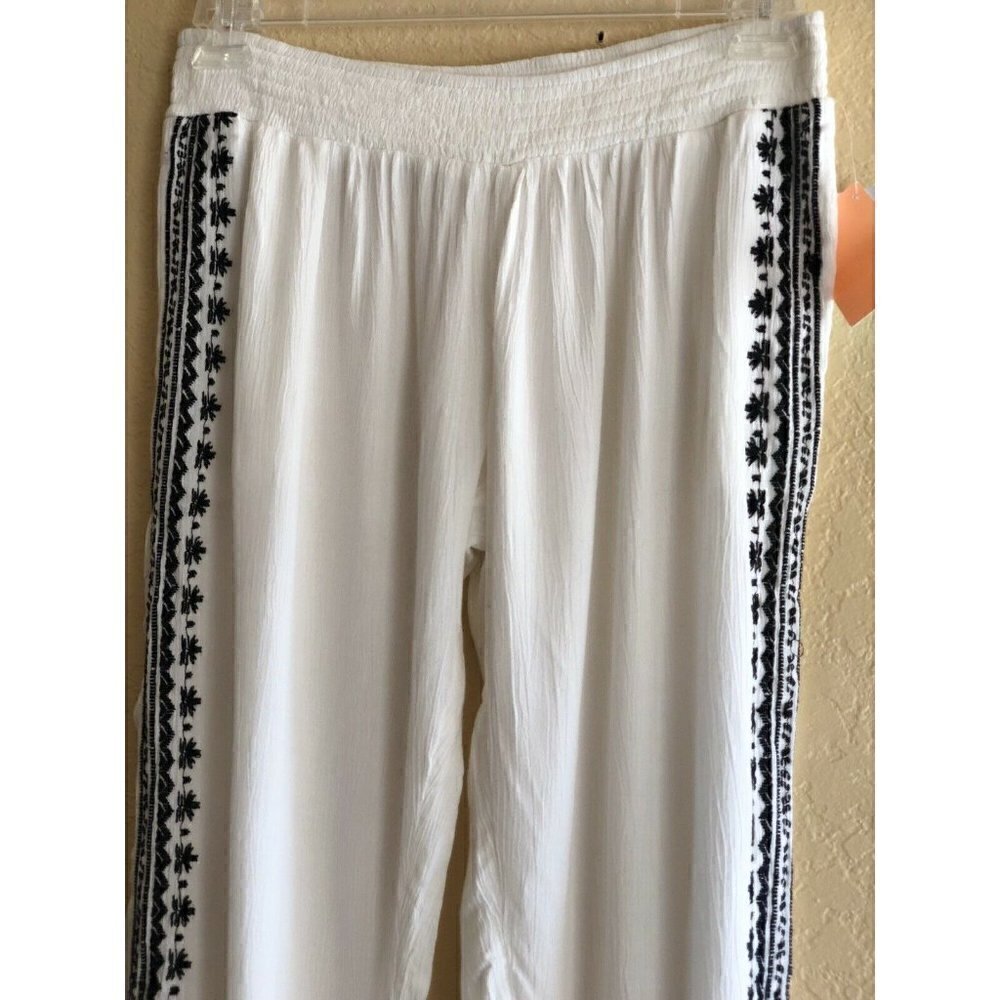 RipCurl Women's White Surfwear Oceana Embroidered Beach Pants GPAGF7 - Picture 8 of 11